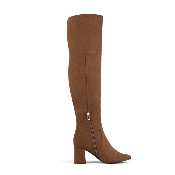 Chunky Over the Knee Boots - BROWN SUEDE - 4